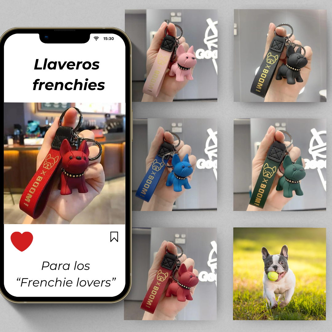 Llaveros frenchies personalizables