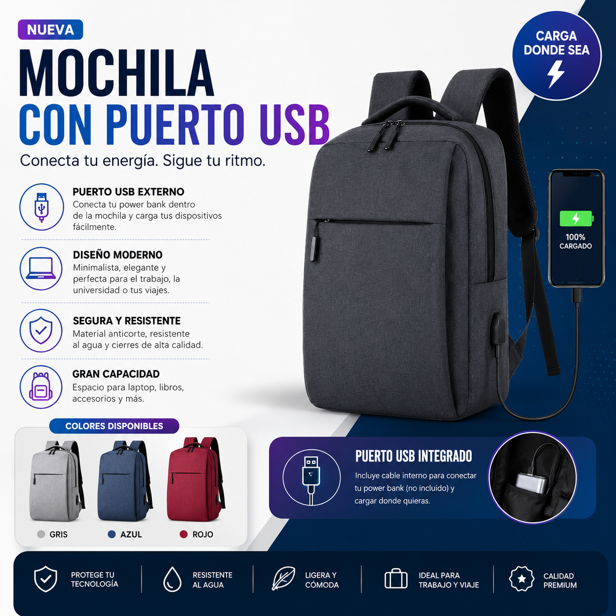 Mochilas Puerto USB