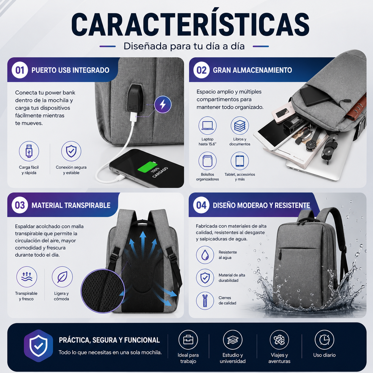 Mochilas Puerto USB