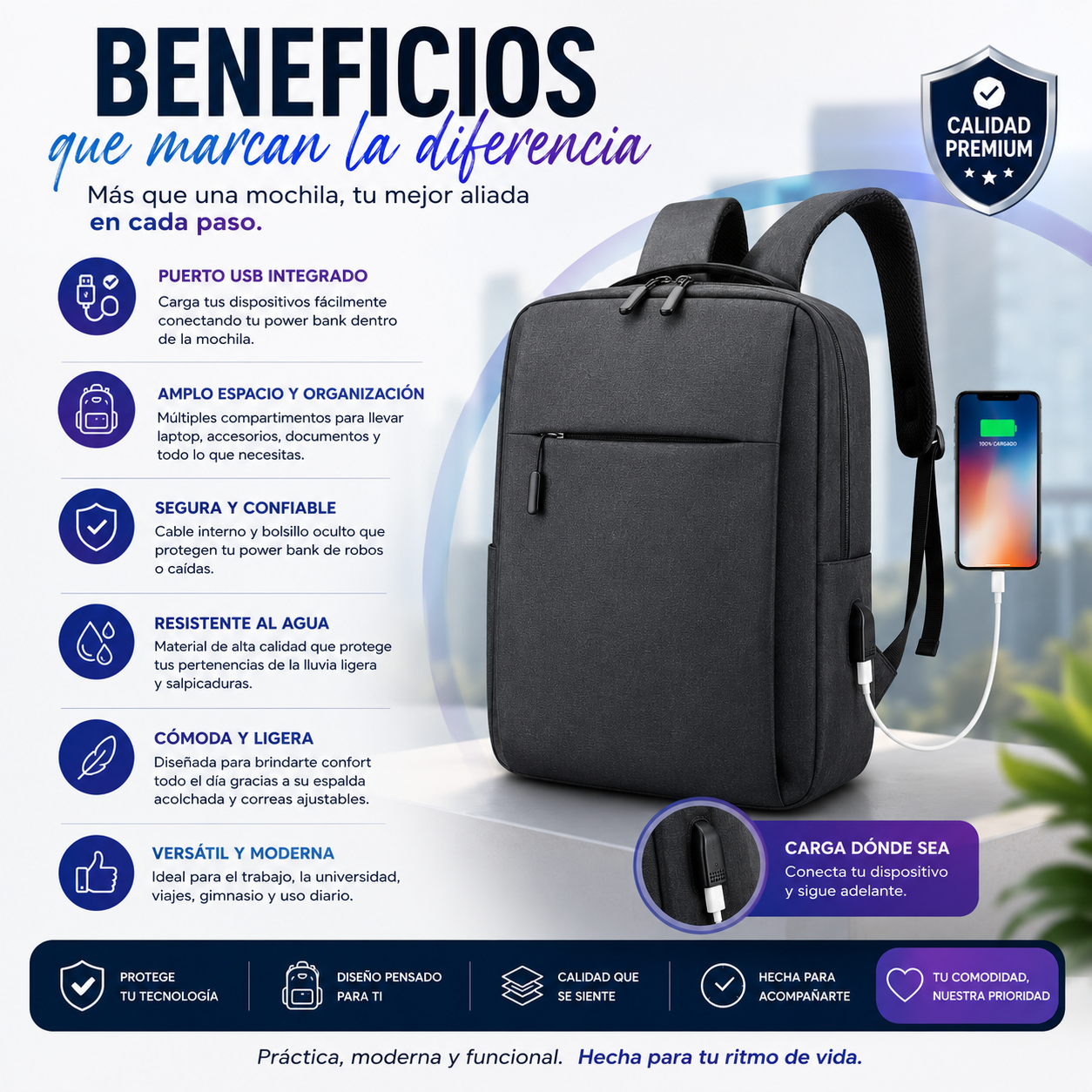 Mochilas Puerto USB