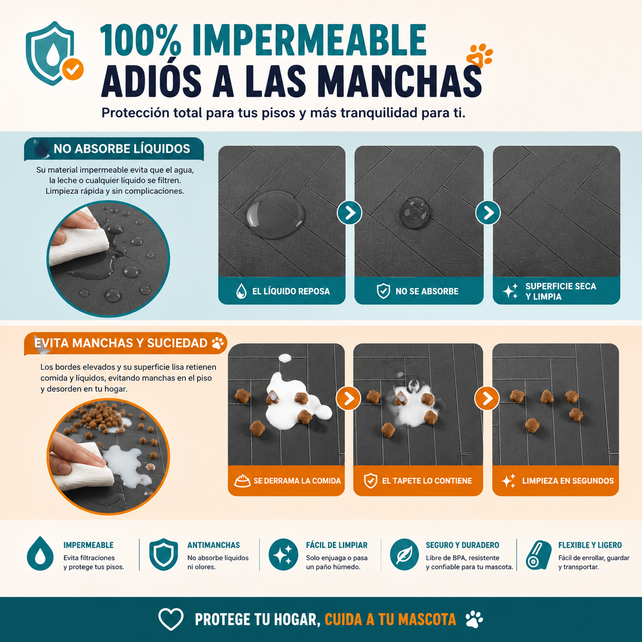 Tapete de alimentación para mascotas
