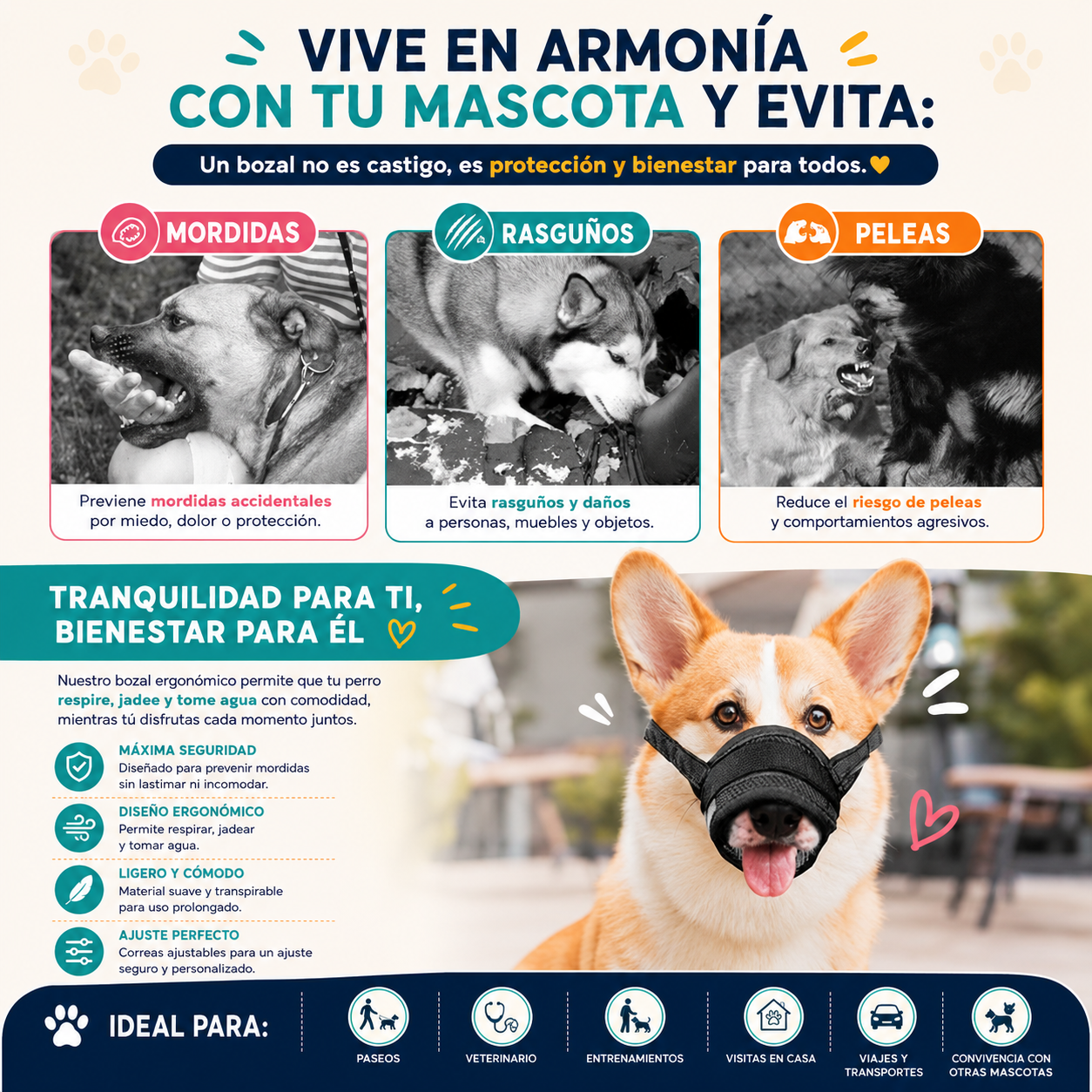 Bozal Ergonómico para Mascotas