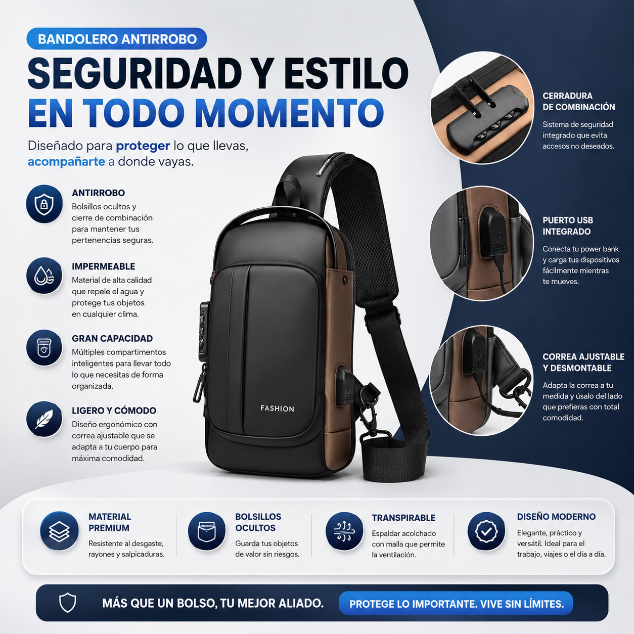 Bandolero Antirrobo con Puerto USB