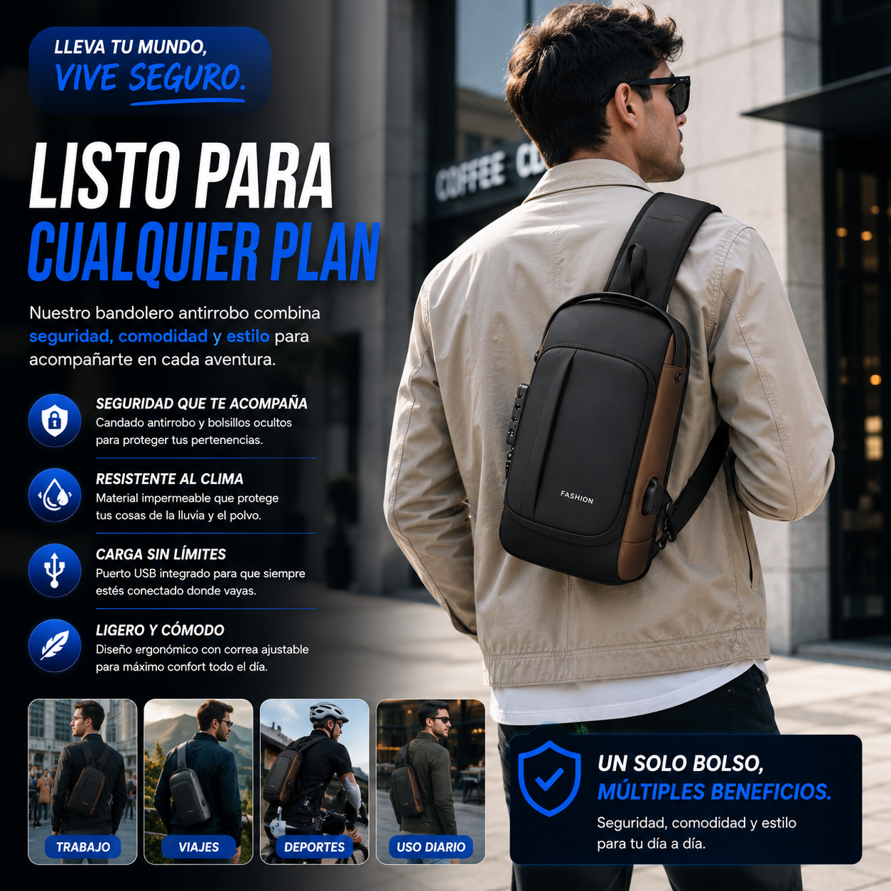 Bandolero Antirrobo con Puerto USB